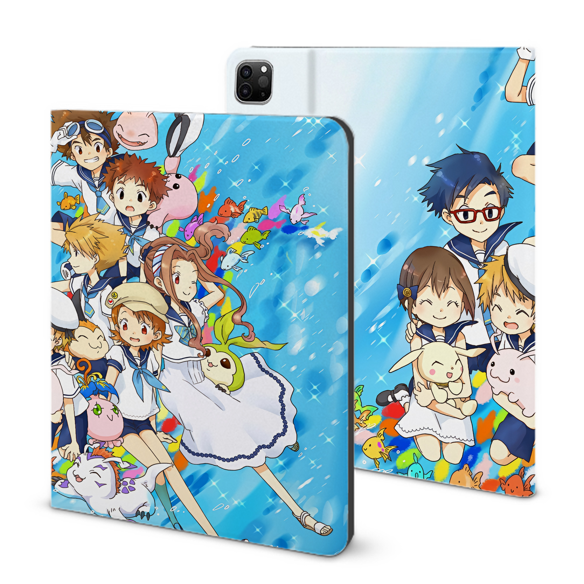（画像用） Digimon デジタルモンスター/デジモン IPad ケース ブック型 PUレザー TPU 耐衝撃 軽量 薄型 ペン収納なし 全面保護 IPad 各モデル対応